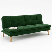 Divano Letto Reclinabile 3Posti in Tessuto Nordico con Gambe Legno Naturale Verde