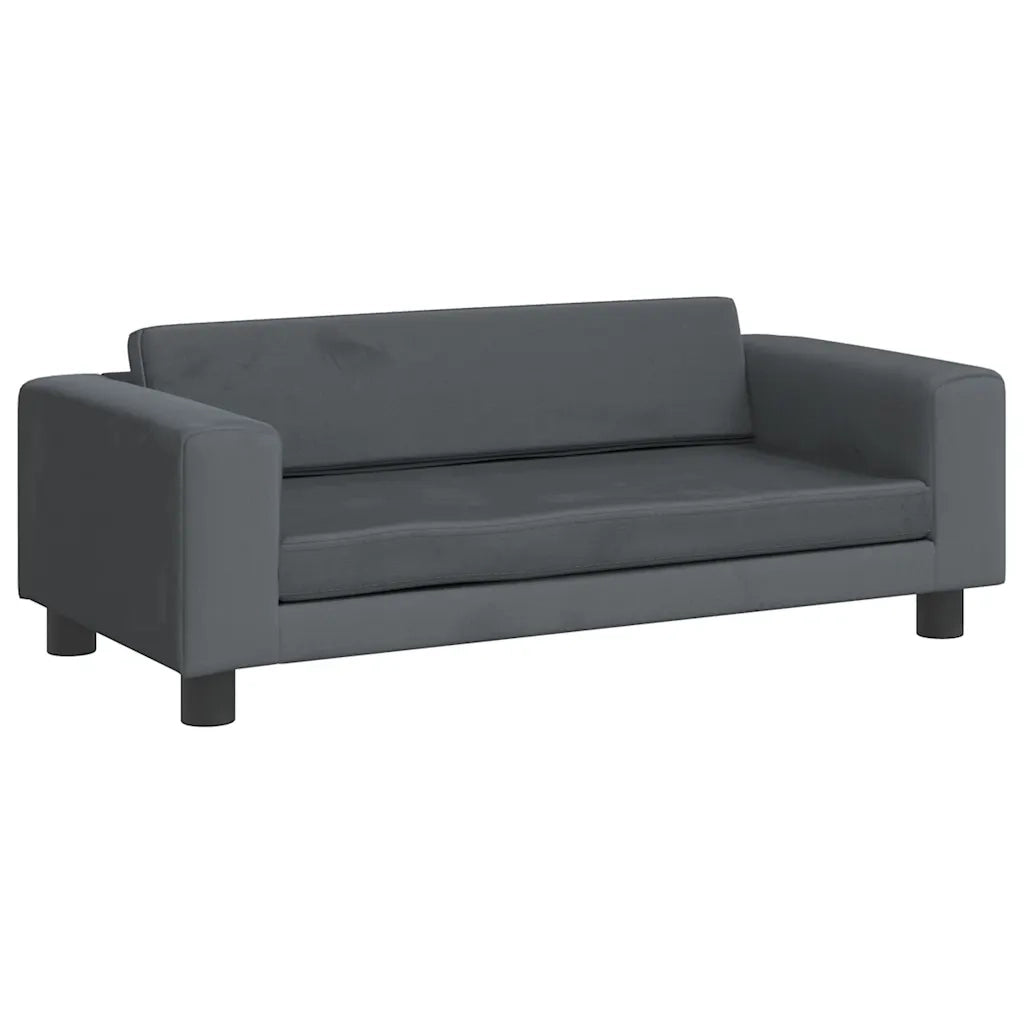 Divano Bambini Poggiapiedi-Sofa-Divanetto Bambini Grigio Scuro 100x50x30 cm Velluto