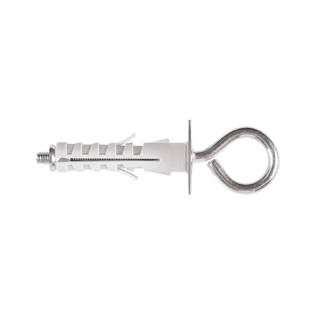 TASSELLO LEGGERO IN NYLON CON VITE A GANCIO AD OCCHIELLO CHIUSO AD ESPANSIONE CON DADINO CONICO ED A - Ø12X45 - M5  - TEF