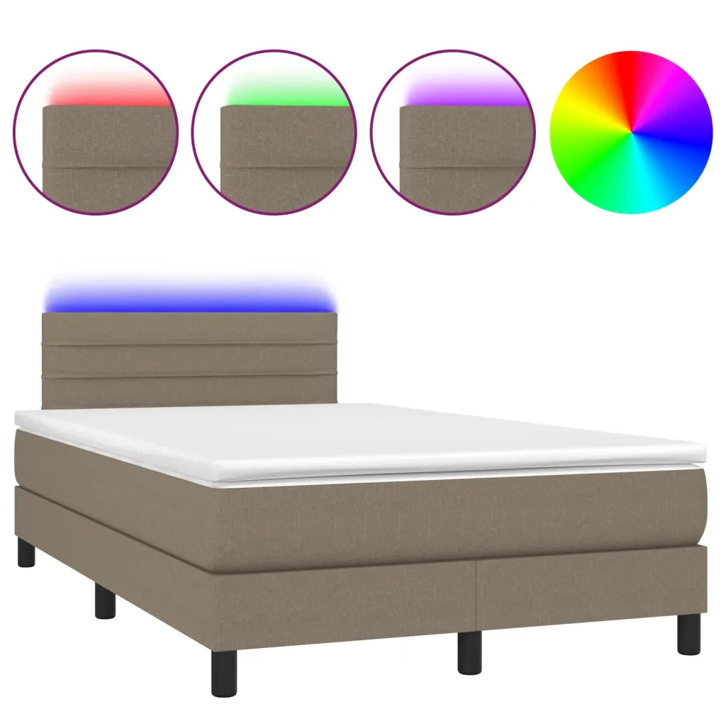 Letto a Molle con Materasso e LED Tortora 120x190 cm in Tessutocod mxl 115719
