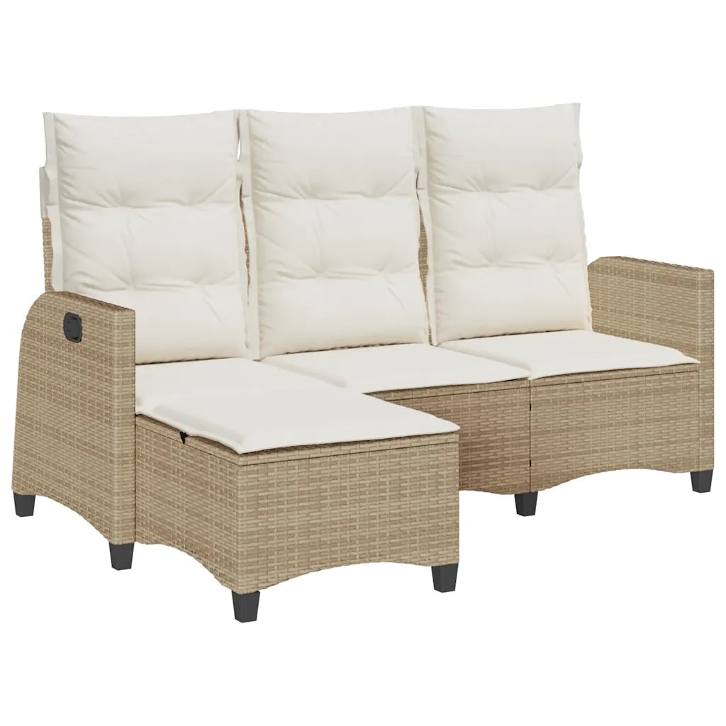 Divano da Giardino Reclinabile con Cuscini a L-Sofa da Giardino Beige Polyrattan 358954