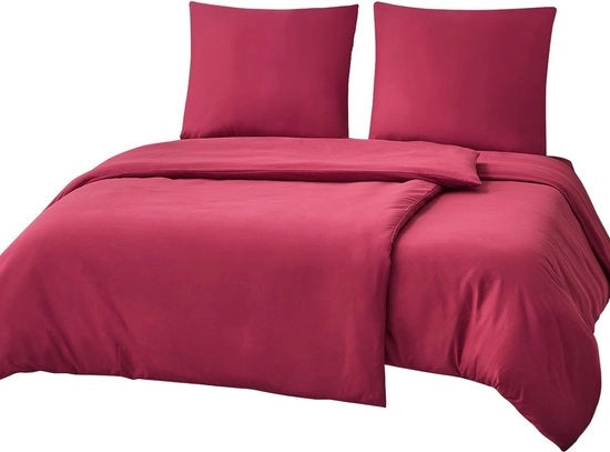 Set di coperte di letto a microfibra, rosso vino, 4 pezzi, 135 x 200 cm