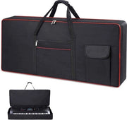 Tastiera da 61 tasti, borsa per tastiera da 61 tasti, copertura 600D Oxford, borsa per tastiera da 61 tasti, impermeabile e resistente al polvere, nero con filo rosso, borsa per tastiera (A)