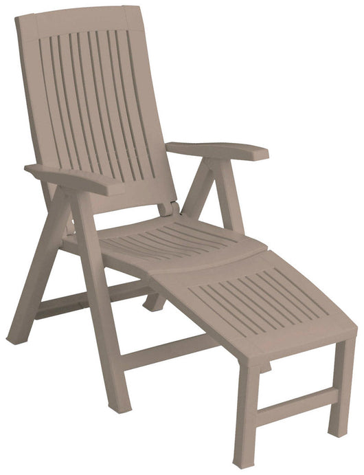 Lettino Prendisole con braccioli da Giardino in Plastica Bauer Lucrezia Relax Tortora