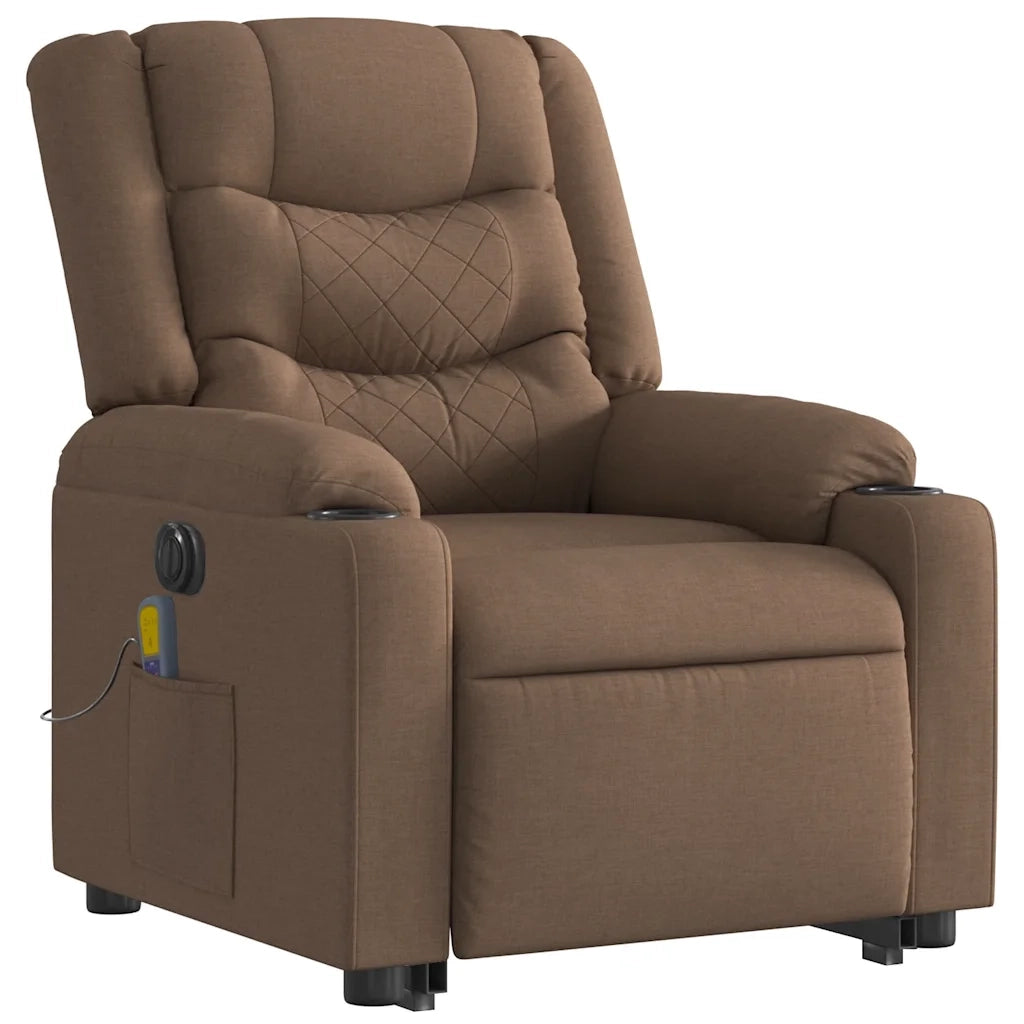 Poltrona Alzapersona Massaggiante Elettrica Marrone Tessuto 3310283