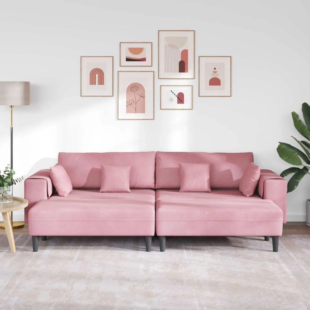 Divano 3 pcs Rosa 250 x 188 x 76 cm Velluto 3335175