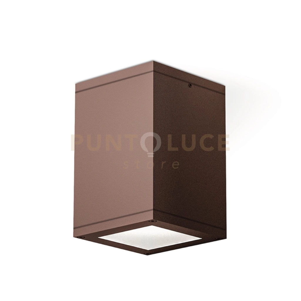 GES1012- PLAFONIERA QUADRATA IN ALLUMINIO COLORE RUGGINE 1 LUCE ATTCCO E27 IP65