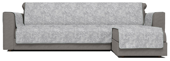 Copridivano con Penisola Destra Seduta 290 cm in Poliestere e Cotone Grigio Chiaro