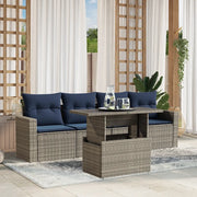 Set Divani da Giardino 5 pz con Cuscini Grigio in Polyrattan 3267101