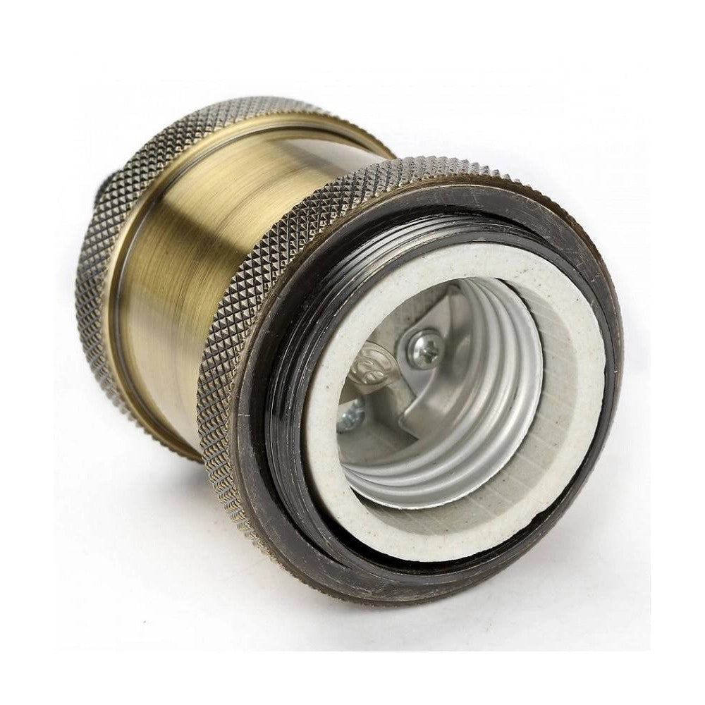Trade Shop - Portalampada Vintage Stile Retro' Sospensione Pendente E27 Bronzo Ottone E27-02 -
