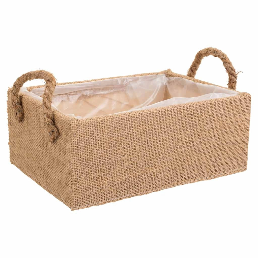 Cestino in filo di tessuto marrone 26x19x10h