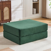 Pouf pieghevole trasformabile in letto singolo; 109x95x43 cm; in corduroy verde smeraldo