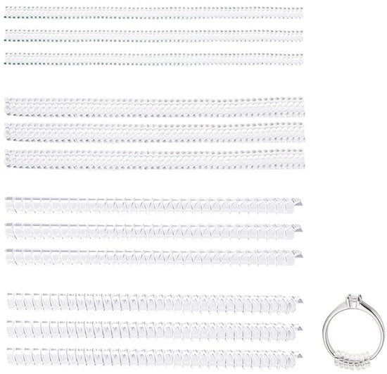 Misuratore di Anello 12 Pezzi - Anello Riducente Invisibile - Set di Adattamento di Anello - Silicone Transparente - Duraturo e Idrofilo - 4 Dimensioni Disponibili - Riducente di Anello