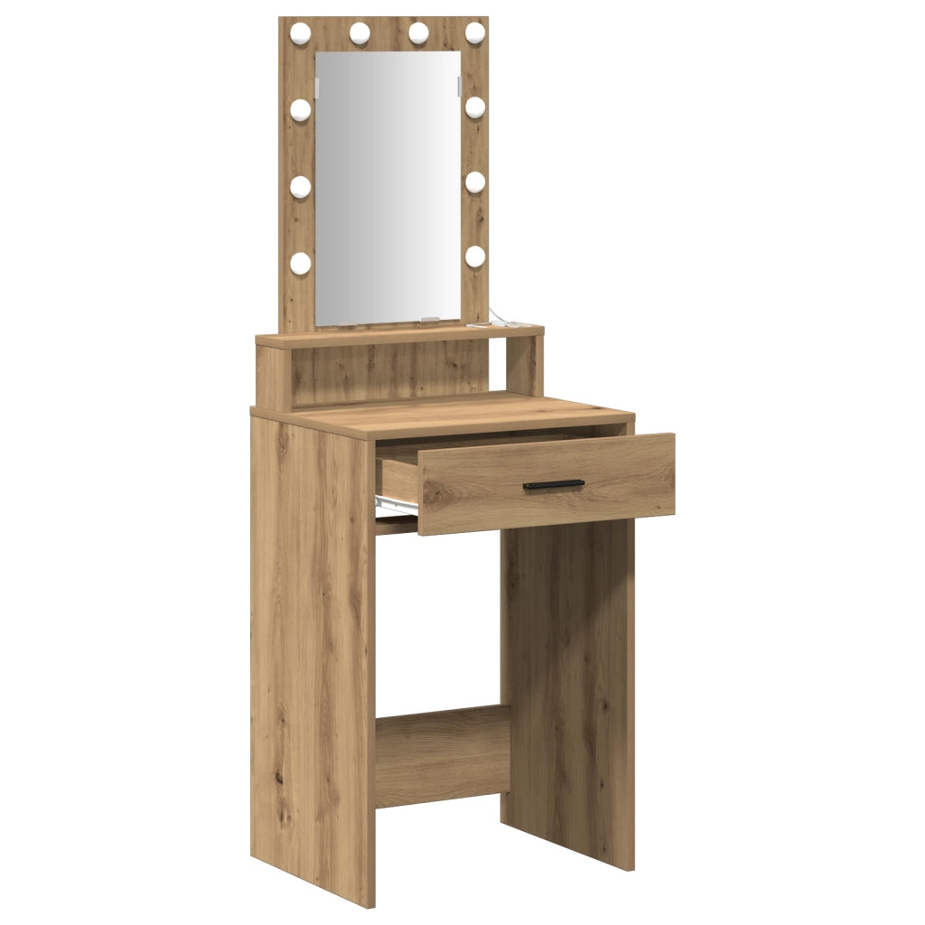 Toeletta con Luci LED Rovere 50x41x140 cm