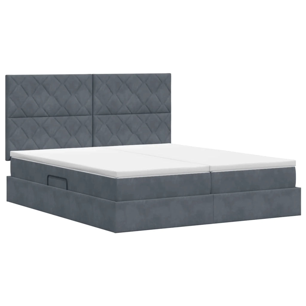 Letto con Contenitore Grigio Scuro 200 x 200 cm Velluto 3459844