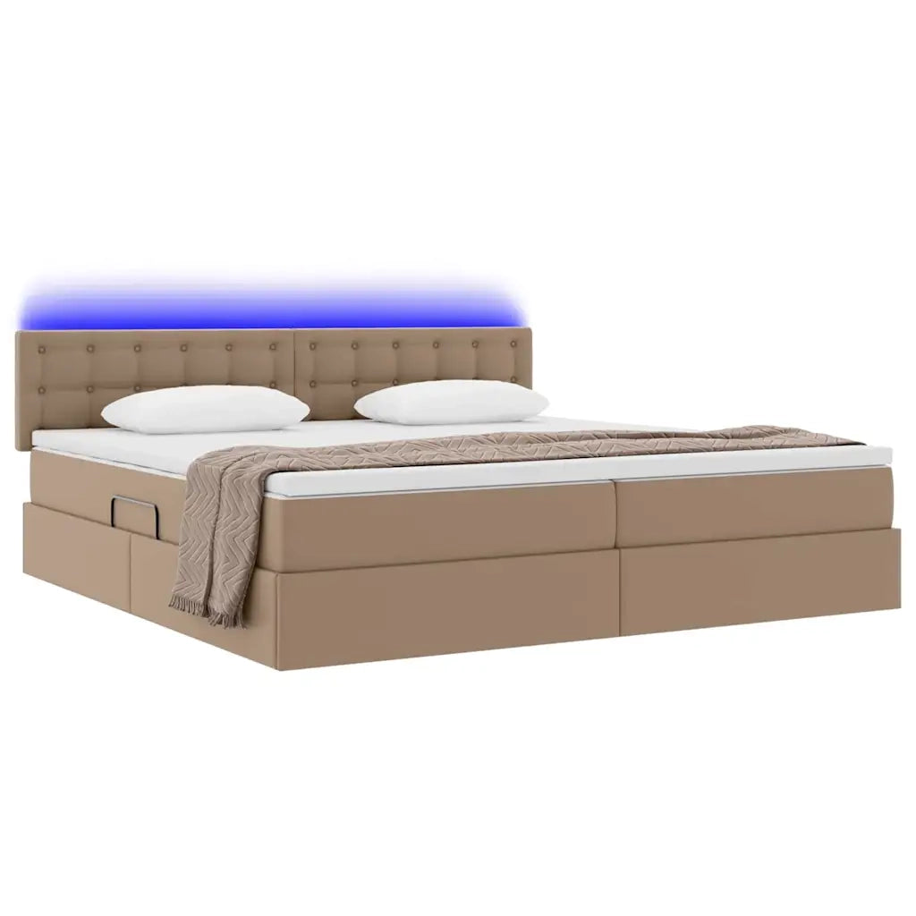 Letto con contenitore e LED con led Grigio chiaro 200 x 200 cm 3371048