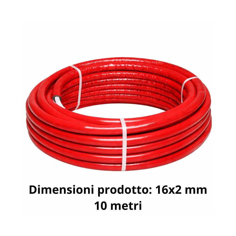 Tubo multistrato multylayer rivestito rosso per impianti idrotermosanitari *** diametro 16 millimetri, lunghezza metr...