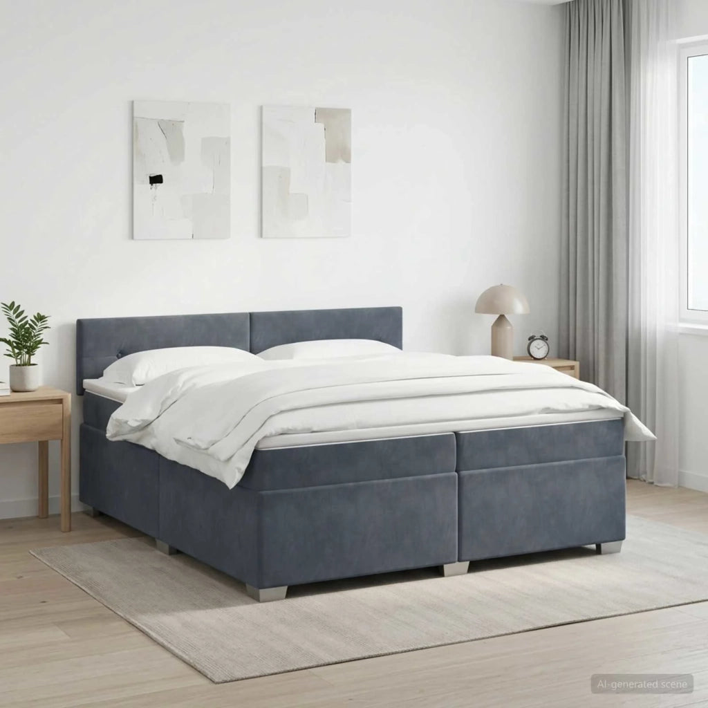 Letto con Box Spring, Materasso e LED Grigio Scuro 200 x 200 cm 3452247