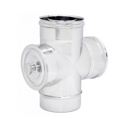 RACCORDO A T 90Â° CON ISPEZIONE DOPPIA PARETE INOX- Diam. 80x130- DK- pezzi 1