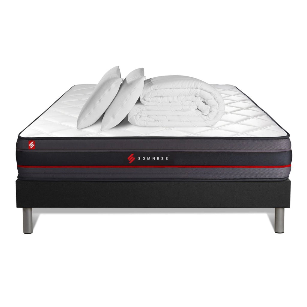 Pacchetto letto completo - Materasso 140x190cm + Box spring con doghe (kit) + 2 cuscini + Piumone - Regen