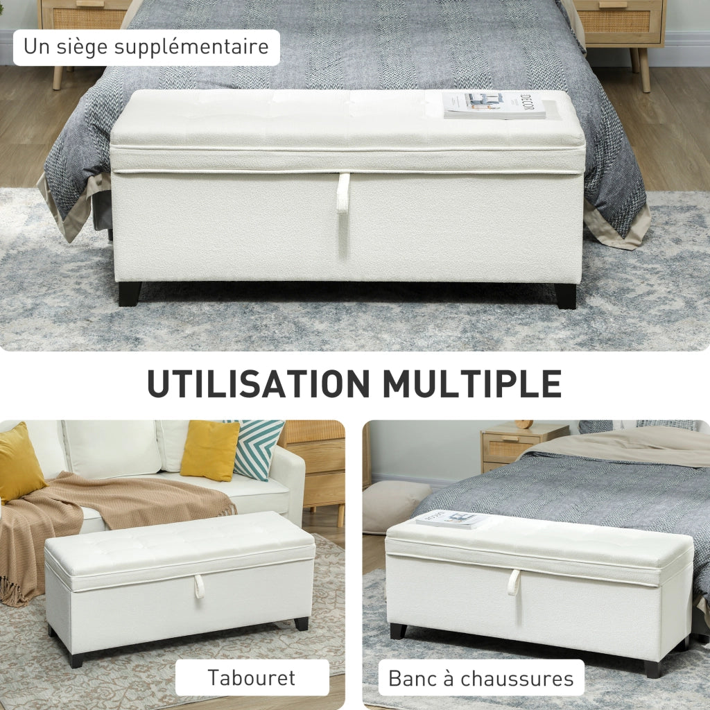 Pouf con contenitore ¨C zephmum ¨C cr¨¨me 120x40x48 cm