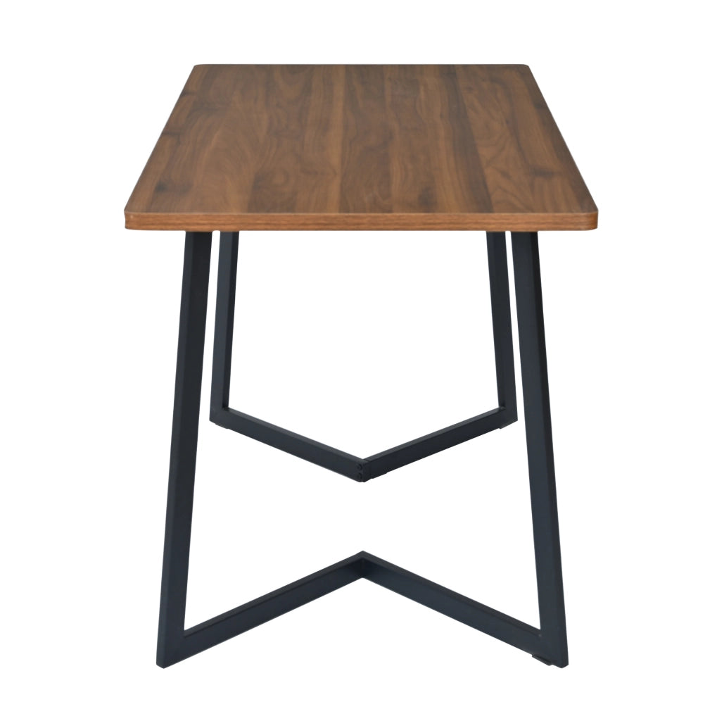 Tavolo da pranzo rettangolare 117x68 cm in MDF con gambe in metallo; nero e noce