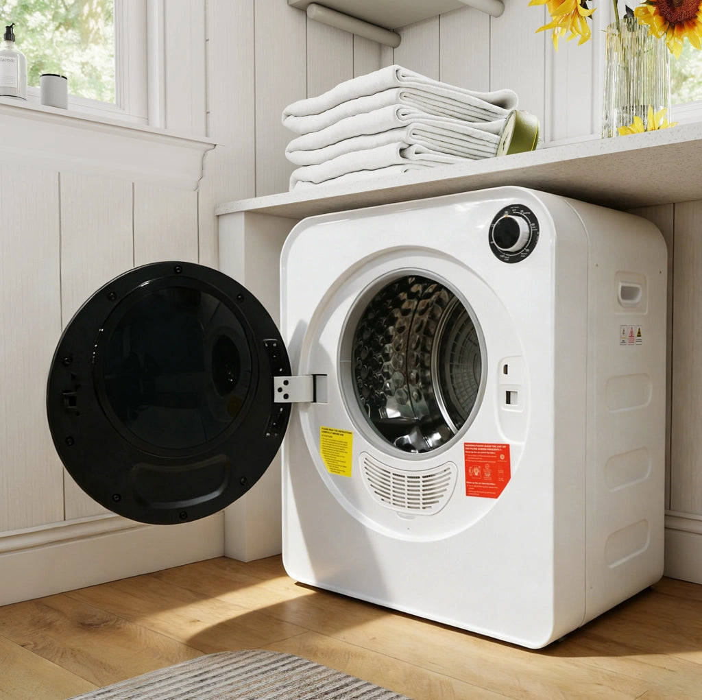 Asciugatrice compatta 4 kg; 4 programmi con raffreddamento; installazione a parete o in colonna; bianca
