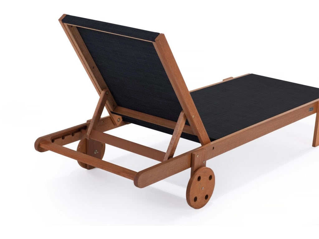 Lettino da sole in legno esotico "Saigon" - Acero - Nero