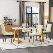 Set Tavolo da Pranzo con 4 Sedie Imbottite ¨C Xylo ¨C Velluto Beige, Gambe Dorate, 117x68 cm
