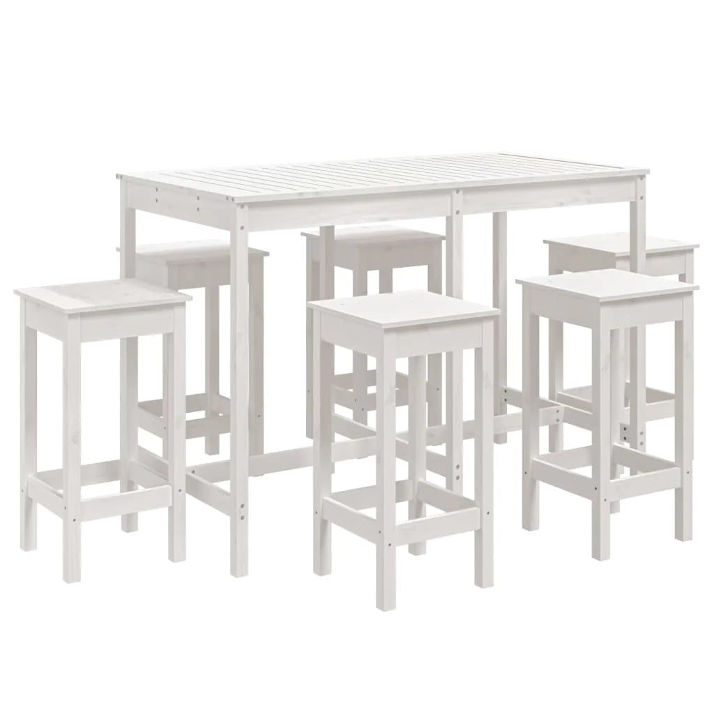 Set da bar da giardino 7 pezzi bianco legno massello di pino 02_0013427