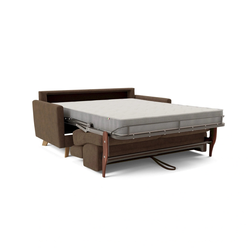 Francy Divano letto matrimoniale con poggiatesta regolabili in tessuto impermeabile e smacchiabile T17 200 cm (mat. 160x197) marrone