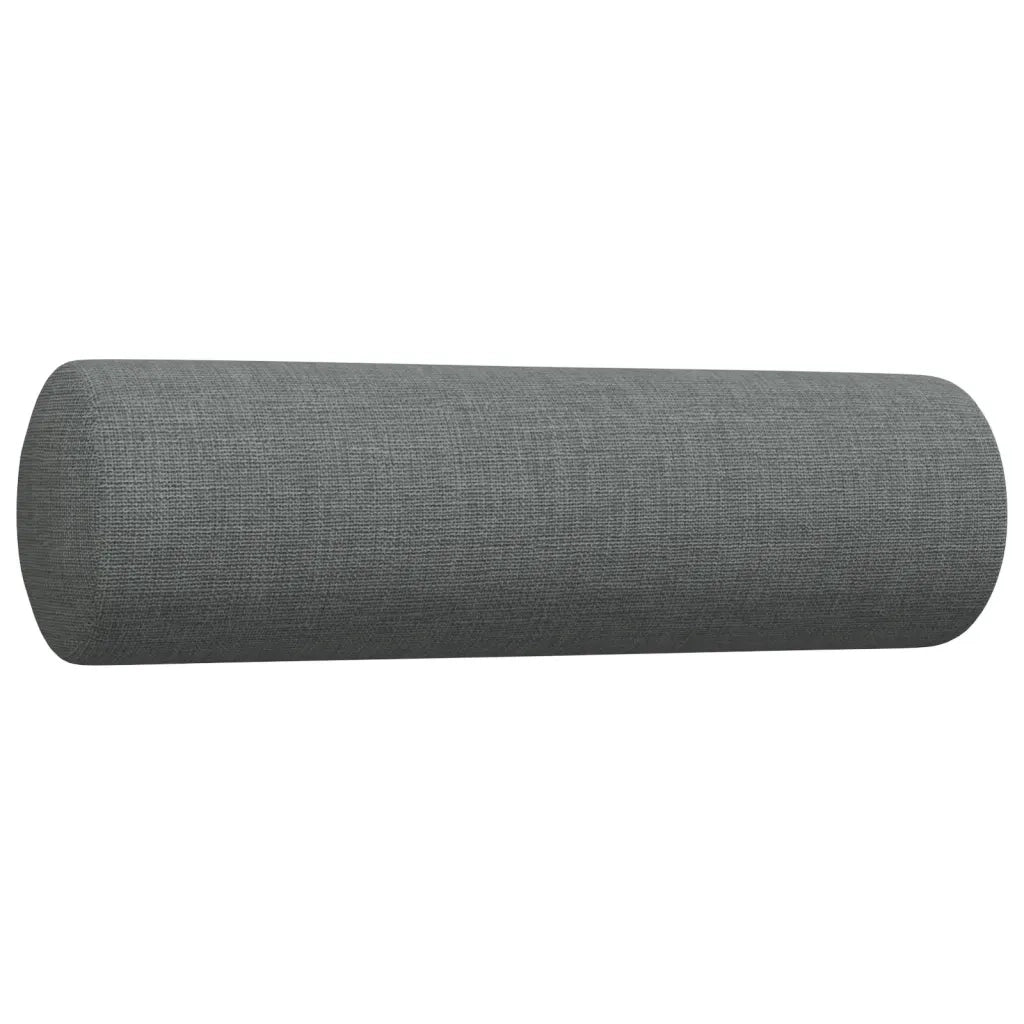 Set Divani 4 pz con Poggiapiedi e Cuscini Grigio Scuro Tessuto