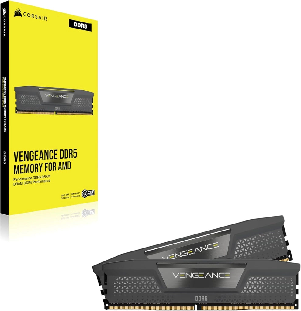 CORSAIR VENGEANCE DDR5 32GB (2x16GB) DDR5 6000MHz CL36 AMD EXPO Intel XMP iCUE Memoria Compatibile per Computer - Grigio (CMK32GX5M2E6000Z36)