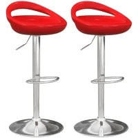 Set 2 Sgabelli da Bar Girevoli con Poggiapiedi, Altezza Regolabile Base in Acciaio Seduta in ABS, Rosso