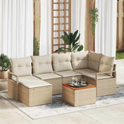 Set Divano da Giardino con cuscino 7 pcs Beige polyrattan