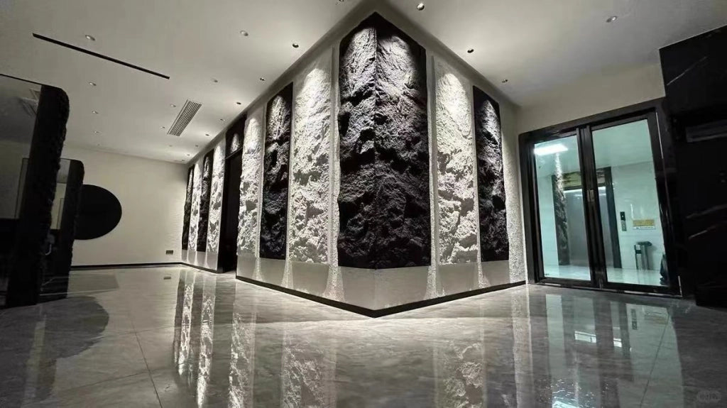 Kit 10 Pannelli Decorativi Snow Rockstone in Poliuretano - Effetto Roccia 3D - 120x60x3 cm
