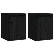 Set di 2 pratici pensili da parete contemporanei decorativi 30 x 30 x 40 cm realizzati in legno massello di pino nero 02_0048086