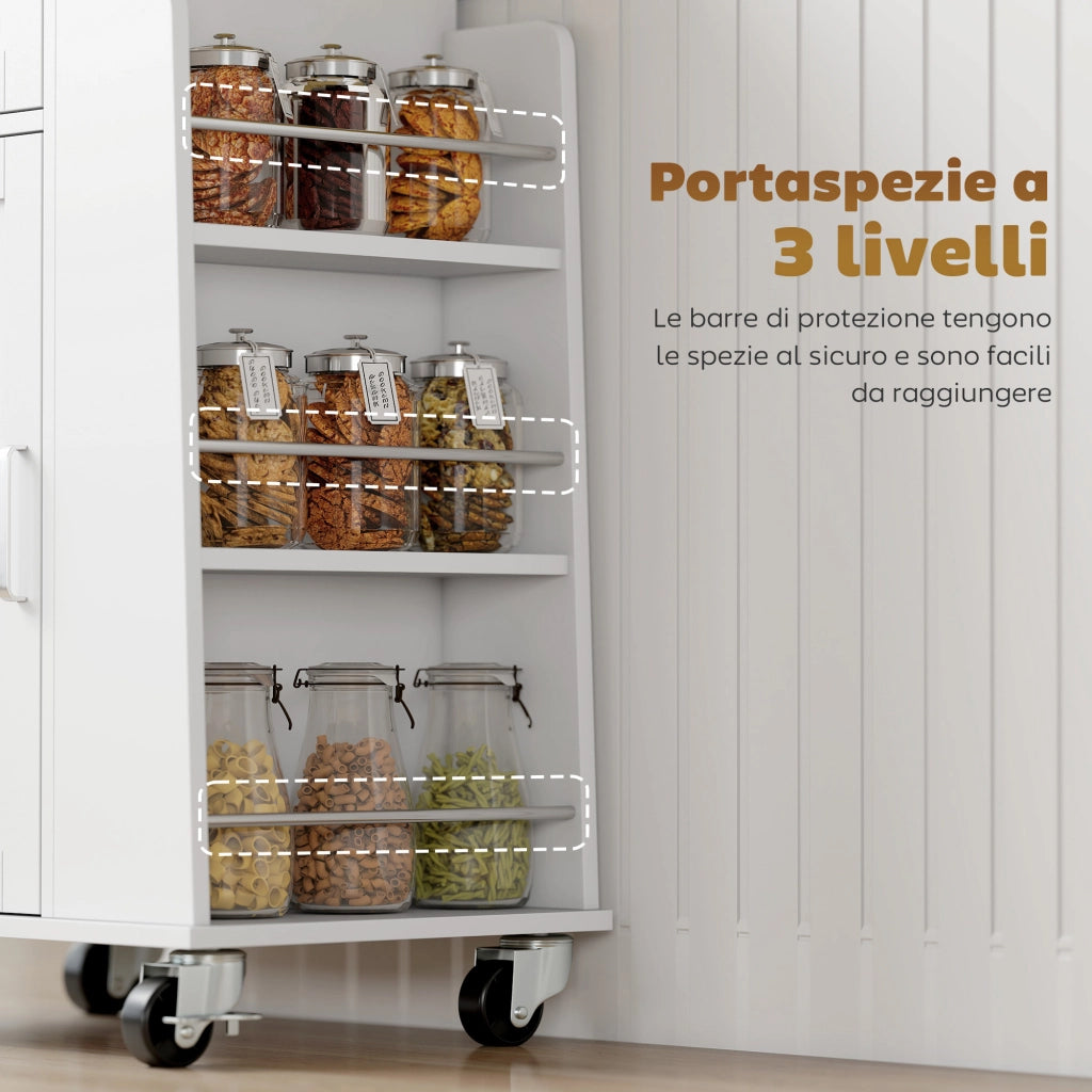 Carrello da Cucina con Cassetto e Armadietto ¨C zephmum ¨C Legno Bianco 62x40x87 cm