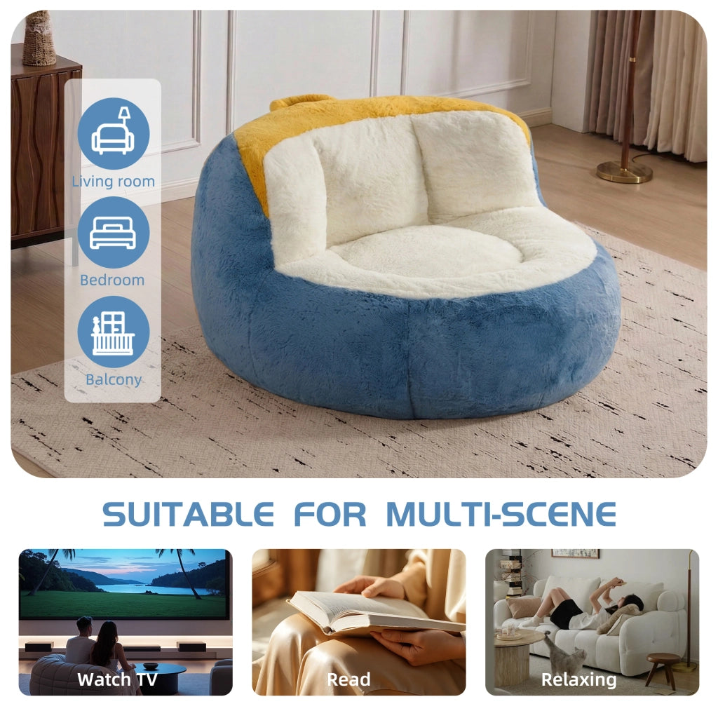 POUF Gigante Multicolore in Faux Fur con imbottitura in schiuma sminuzzata