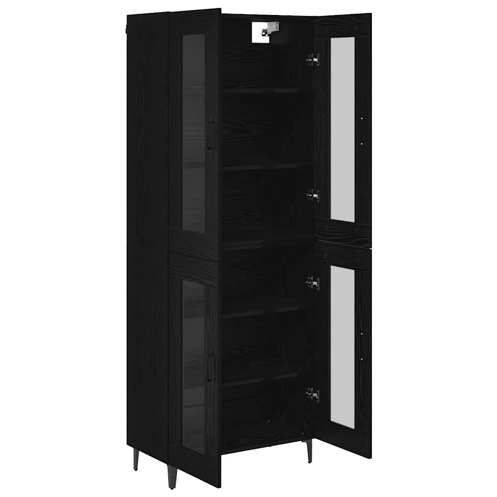 Credenza | Madia | Buffet da pranzo | Armadio da pranzo Rovere Nero 69,5 x 34 x 180 cm Legno multistrato