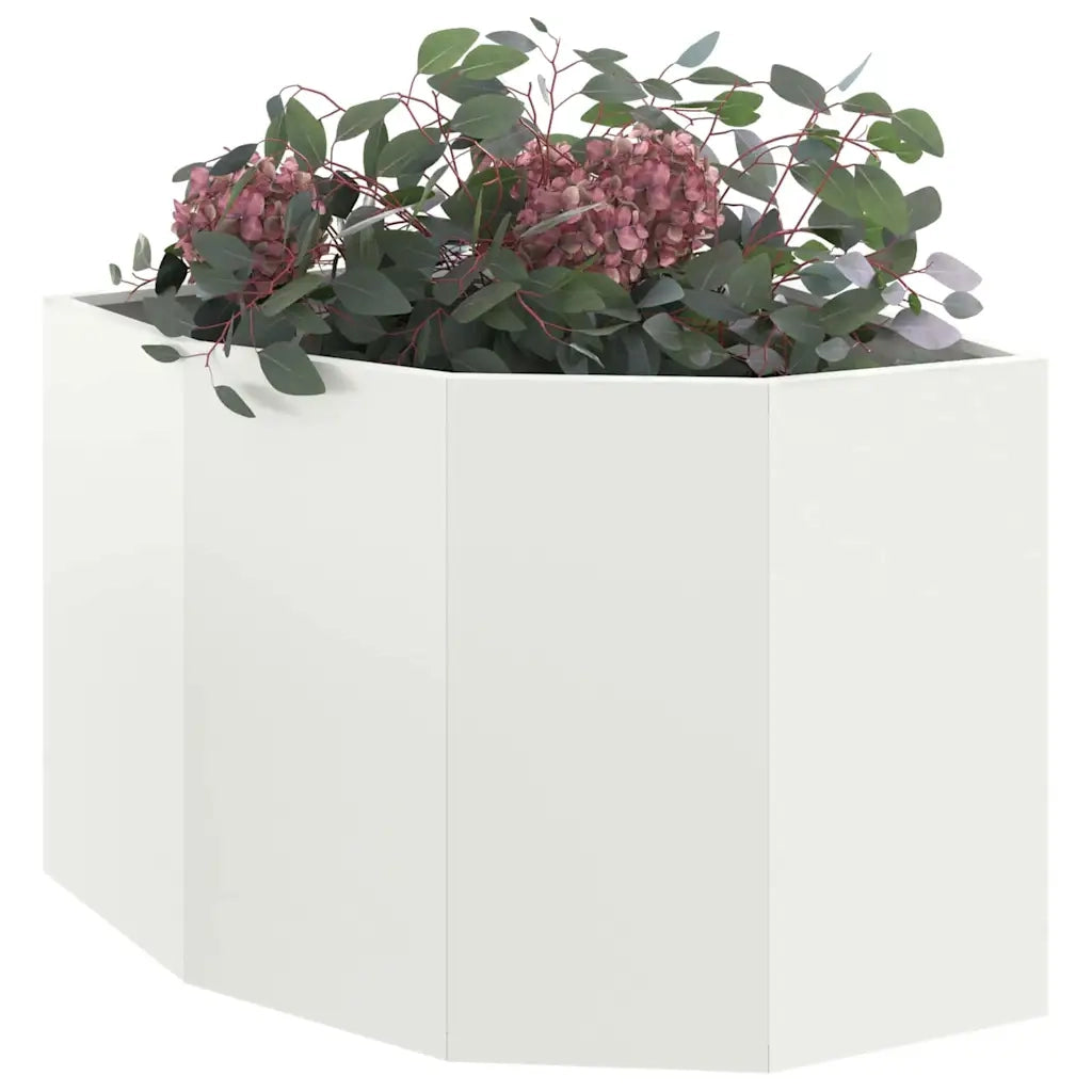 Vaso d'angolo-Fioriera-Contenitore per Piante Bianco 60 x 60 x 50 cm Acciaio