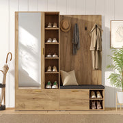 Complesso guardaroba - Xylo - 160¡Á38¡Á180cm - Colore legno - Specchio e panca