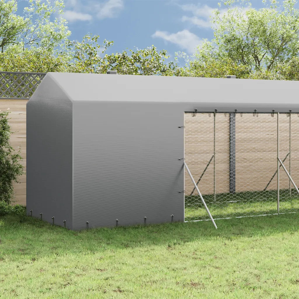 Cuccia Cani da Esterno Tetto Argento 2x14x2,5 m Acciaio Zincato 3190493