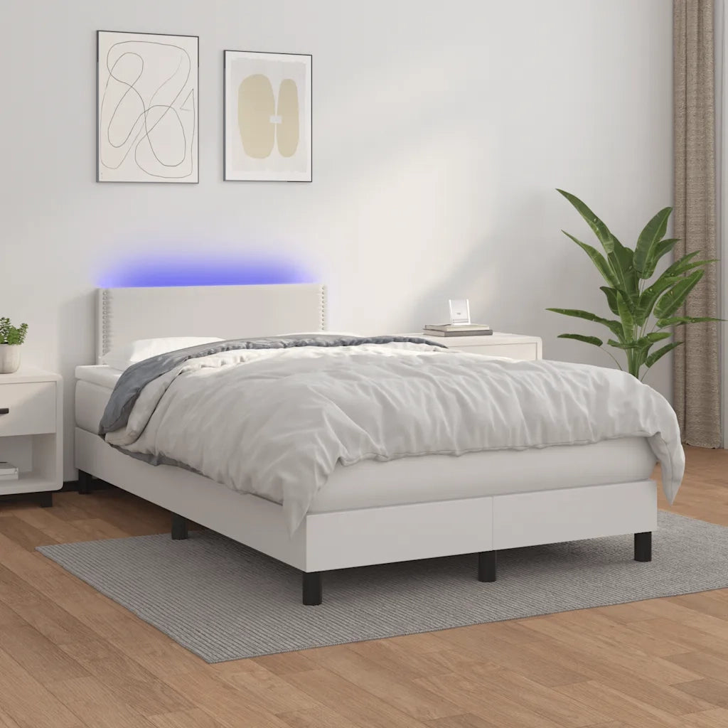 Giroletto Molle con Materasso e LED Bianco 120x190cm Similpelle 3270130