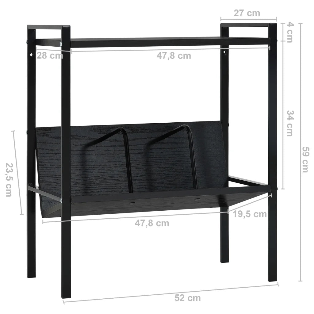 Scaffale Libri 2 Ripiani Nero 52x28x59 cm Legno Multistrato 288230