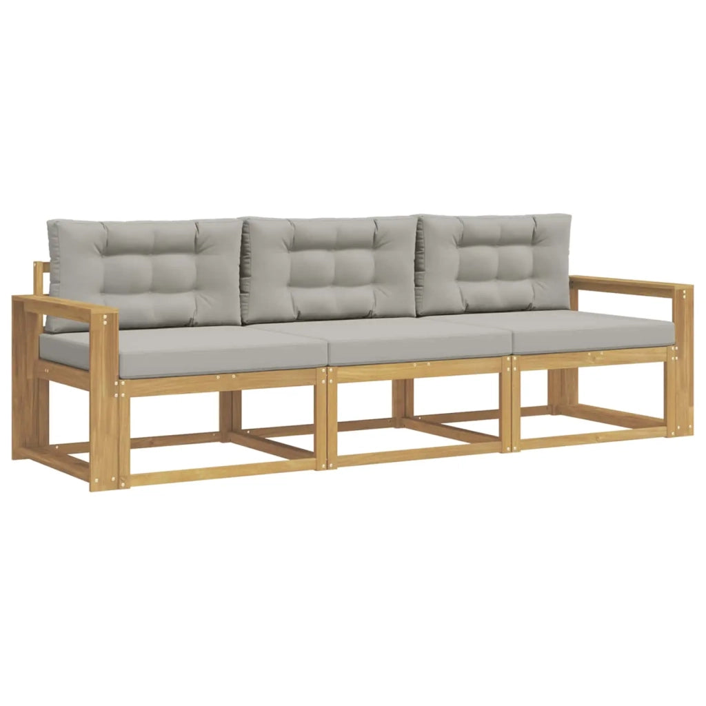 Set di divani da esterno 3 pcs Bianco e Grigio Chiaro