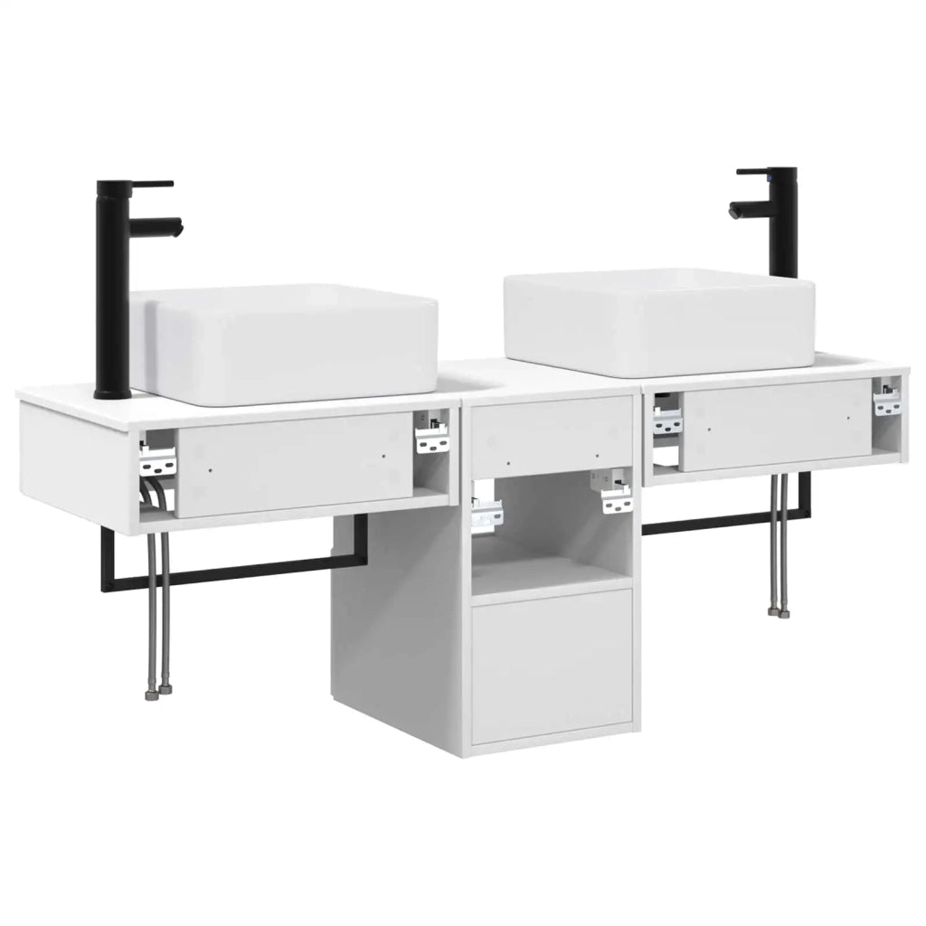 Set di mobili per il bagno 3 pz Bianco Lucido 3405601