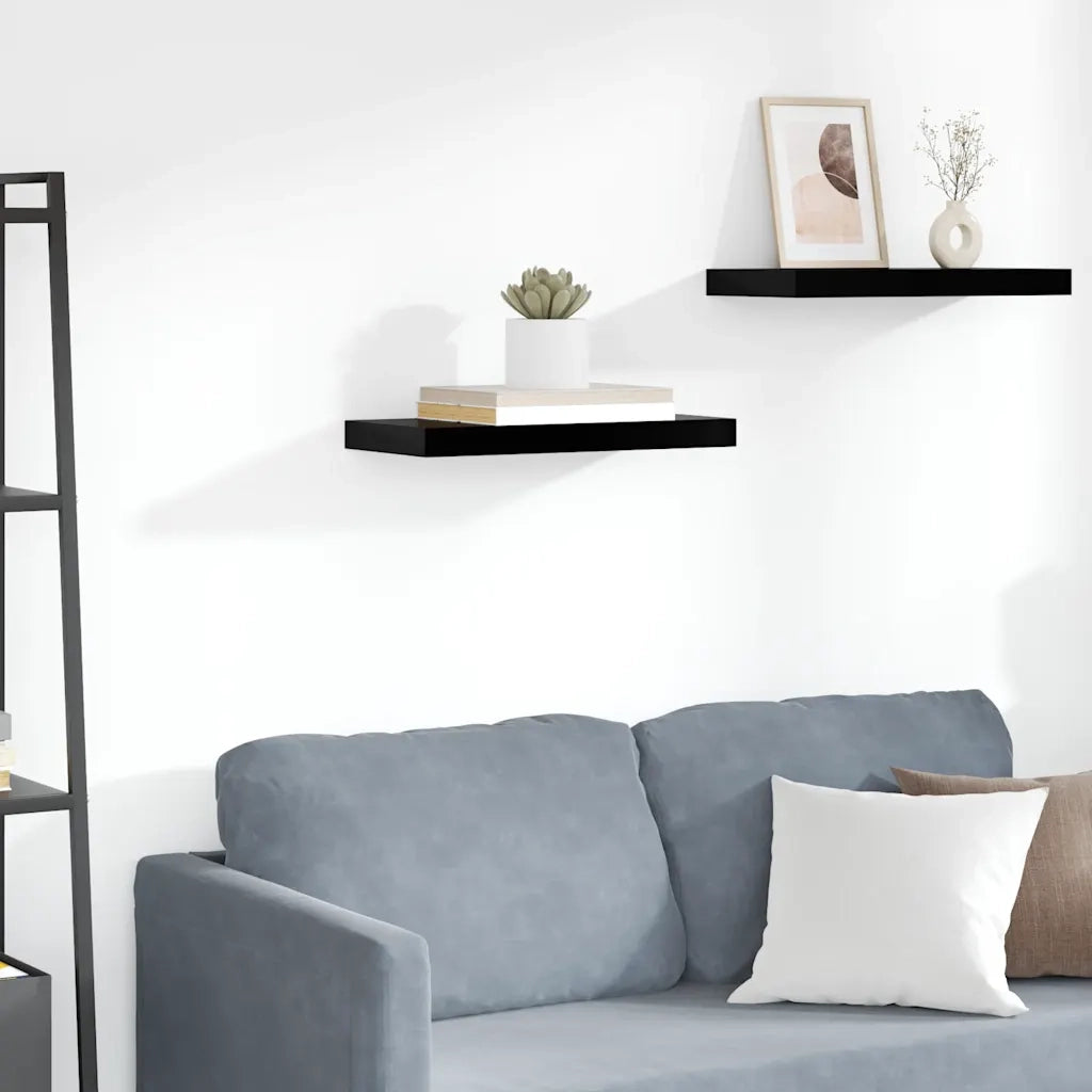 Scaffale a Parete Nero Lucido 50x23x3,8 cm in MDF cod mxl 33202