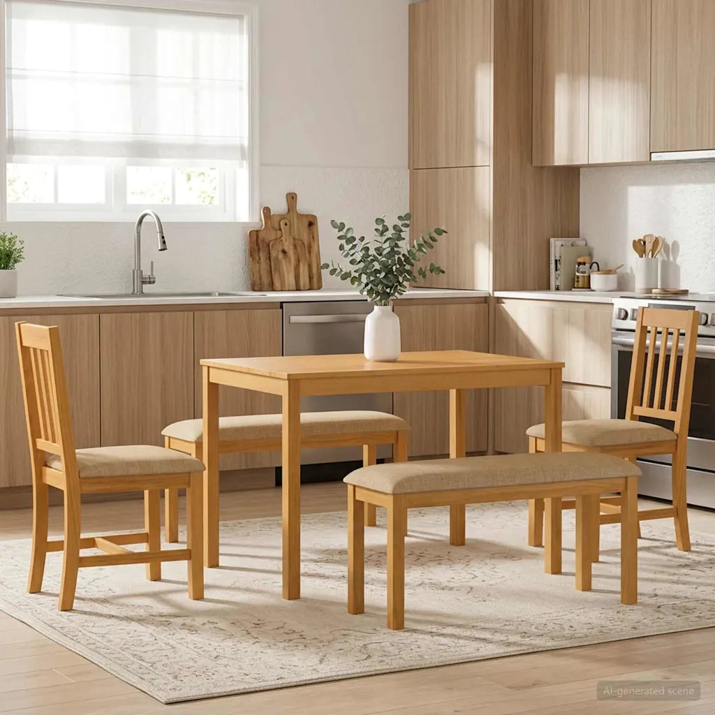 Set da pranzo 5 pz Beige Legno di Quercia Massello 3430276