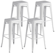 Set 4 Sgabelli Impilabili 44x44x77 cm in Lamiera Galvanizzata Avorio